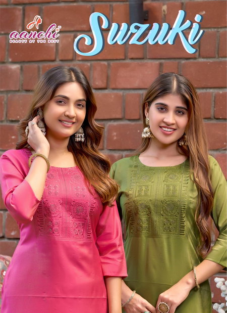 Suzuki By Aanchi Roman Shimmer Embroidered Kurtis Wholesalers In Delhi